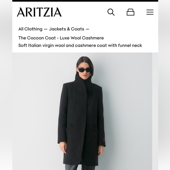 Aritzia Jackets & Blazers - Aritzia Dark Grey Cocoon Coat - Luxe Wool Cashmere